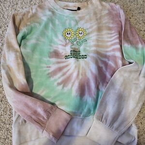 Chemistry Tie-Dye Crewneck Sweater - Green, Pink, Cream